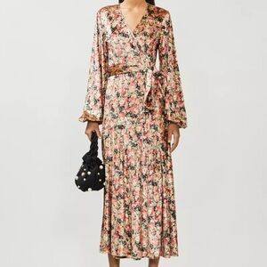 ROTATE Birger Christensen Beatrix floral-print velvet midi wrap dress US 4